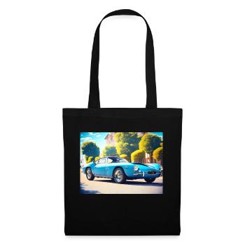 Blauer Sportwagen Retro 1960er - Stoffbeutel - Schwarz - Vorne