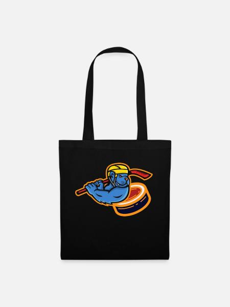 Bulldog Mascot Ice Hockey Team Sports Logo - Stoffbeutel - Schwarz