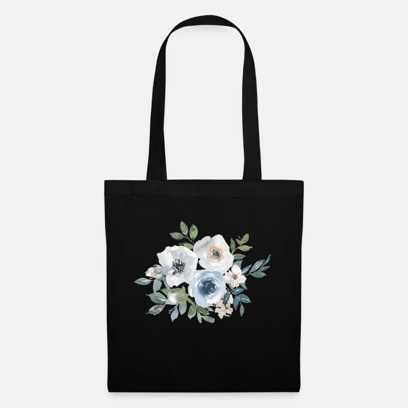 Blumen Rosen Aquarell - Stoffbeutel - Schwarz