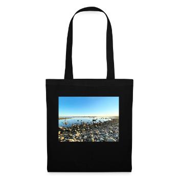Rocky beach with calm sea and blue sky - Tote Bag - black - Front