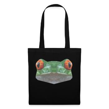 Polygon art, Frosch design - Stoffbeutel - Schwarz - Vorne
