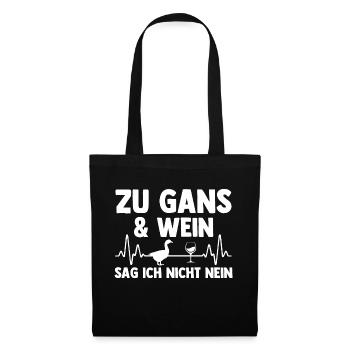 Wein Gans Gänse - Stoffbeutel - Schwarz - Vorne