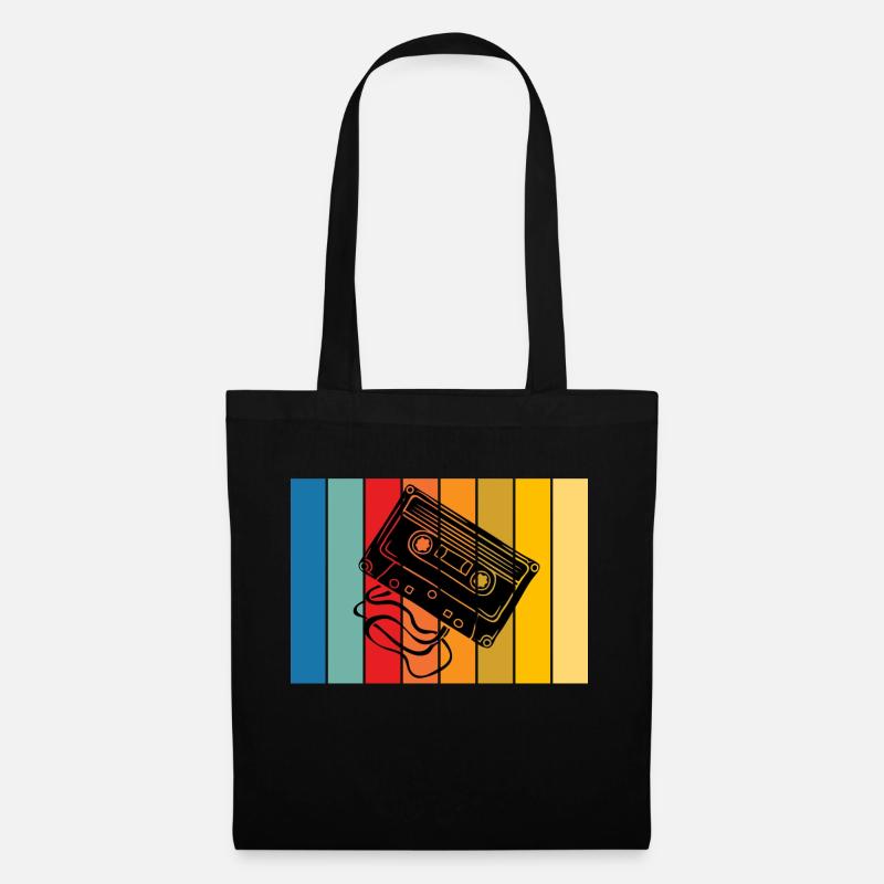 Coole OldSchool Retro Musikkassette - Stoffbeutel - Schwarz