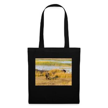 Afrikanische Kapbüffelherde Namibia Afrika - Stoffbeutel - Schwarz - Vorne