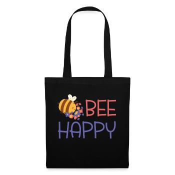 Bee Happy colorful lettering - Tote Bag - black - Front