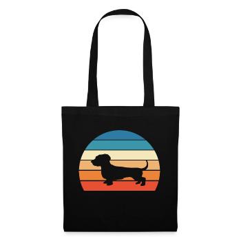 Teckel Teckel Retro Chien - Sac en tissu - noir - Devant