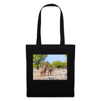 Giraffe und Landschaft im Etosha Nationalpark - Stoffbeutel - Schwarz - Vorne