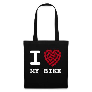 i love my bike kettenherz Fahrradkette - Stoffbeutel - Schwarz - Vorne