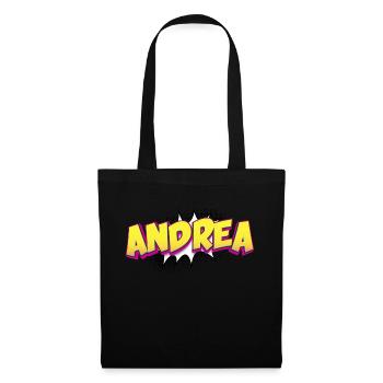 Andrea Nom personnalisé Style bande dessinée Pop Art, - Sac en tissu - noir - Devant