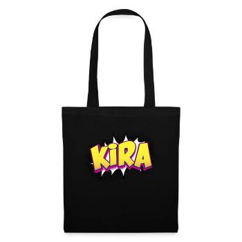 Kira Benutzerdefinierter Name Comic-Stil Pop-Art, Kira - Stoffbeutel - Schwarz - Vorne