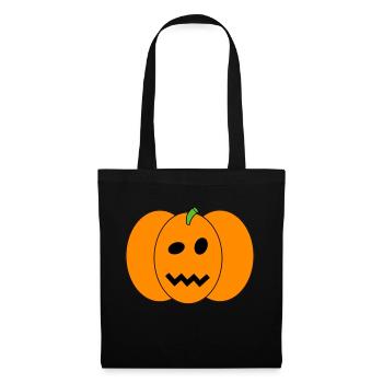 Halloween-Kürbis - Stoffbeutel - Schwarz - Vorne
