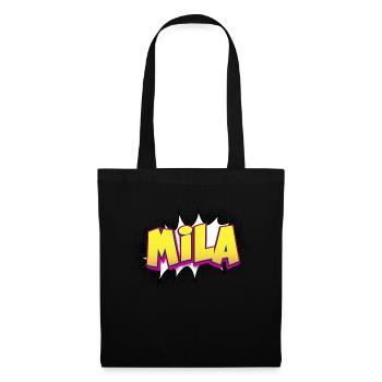 Mila Benutzerdefinierter Name Comic-Buch-Stil Pop-Art, Mila - Stoffbeutel - Schwarz - Vorne