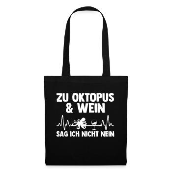 Tintenfisch Oktopus - Stoffbeutel - Schwarz - Vorne