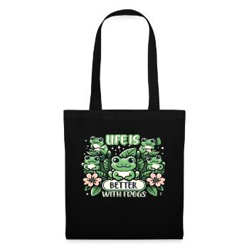 Life is better with Frogs - Stoffbeutel - Schwarz - Vorne