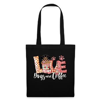 Daschund Café Amoureux Chien Maman Saint Valentin - Sac en tissu - noir - Devant