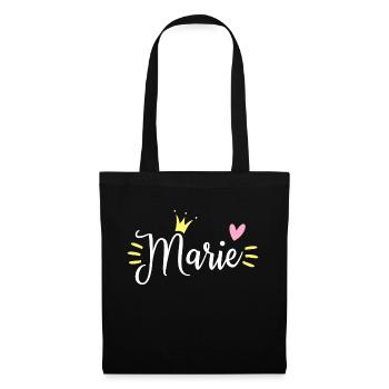 Couronne de nom de Marie - Sac en tissu - noir - Devant