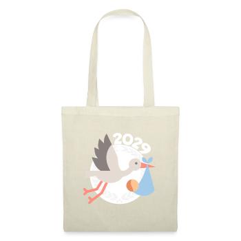 Storch mit Baby 2029 - Stoffbeutel - Natur - Vorne