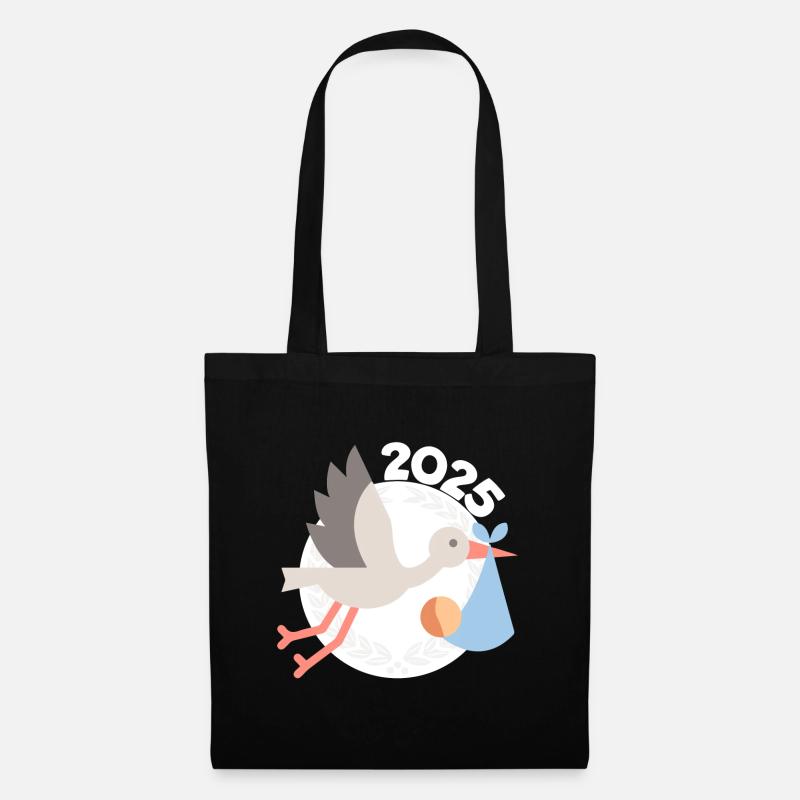 Cigogne avec bébé 2025 - Sac en tissu - noir