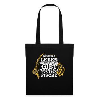 Angler Fischen Angelrute Angeln - Stoffbeutel - Schwarz - Vorne