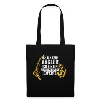 Angler Fischen Angelrute Angeln - Stoffbeutel - Schwarz - Vorne