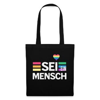 SEI EIN MENSCH - Statement für mehr Menschlichkeit - Stoffbeutel - Schwarz - Vorne