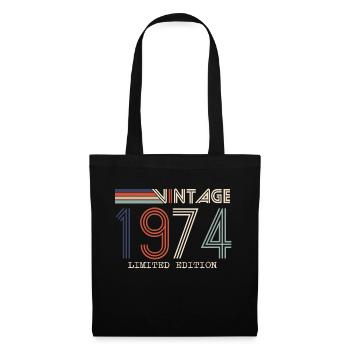 Jahrgang 1974 Jubiläumsgeschenk - Jahrgang 1974 - Stoffbeutel - Schwarz - Vorne