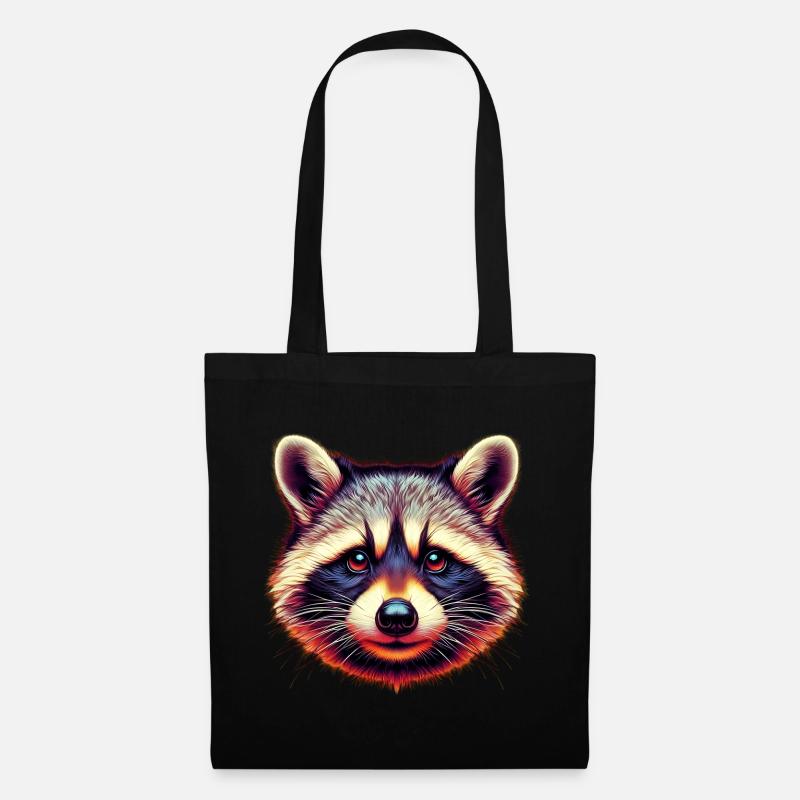 Waschbär - Stoffbeutel - Schwarz