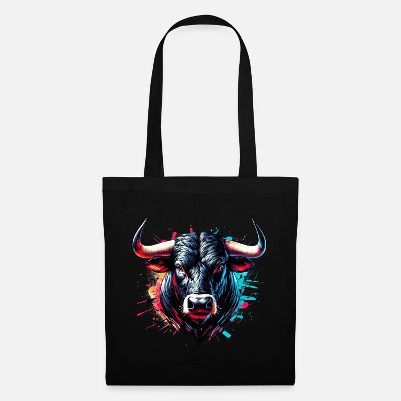 Stier - Stoffbeutel - Schwarz