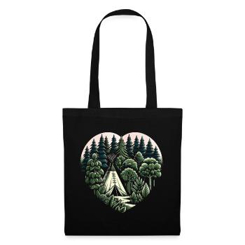 Living close to nature with a teepee tent in the forest - Tote Bag - black - Front