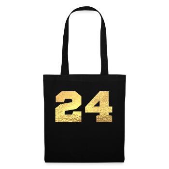 Numéro 24 paillettes doré - 24e anniversaire - Sac en tissu - noir - Devant