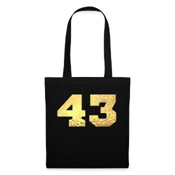 Numéro 43 paillettes doré - 43e anniversaire - Sac en tissu - noir - Devant