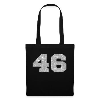 Numéro 46 paillettes argenté - 46e anniversaire - Sac en tissu - noir - Devant
