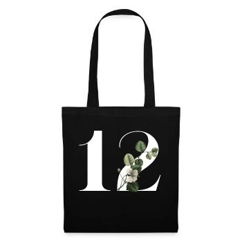 Numéro 12 floral vert -12e anniversaire floral - Sac en tissu - noir - Devant