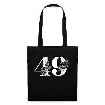 Number 49 Black Floral - 49th Floral Birthday - Tote Bag - black - Front
