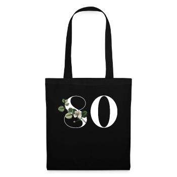Numéro 80 floral vert - 80e anniversaire floral - Sac en tissu - noir - Devant