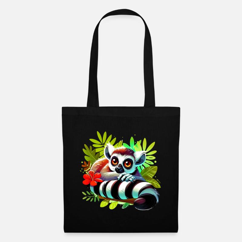 Lemur - Stoffbeutel - Schwarz