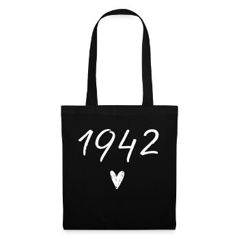 1942 Herzgeburtstag - Stoffbeutel - Schwarz - Vorne
