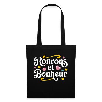 Ronrons et bonheur - Sac en tissu - noir - Devant