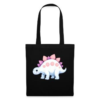 Joyful Cartoon Dinosaur with Pink Accents - Tote Bag - black - Front