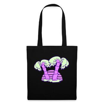 2 Palm Trees Island Tree Stripes Sun Sunset - Tote Bag - black - Front