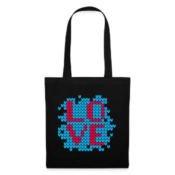 Knitting Pattern Love Love Winter Christmas Xmas - Tote Bag - black - Front