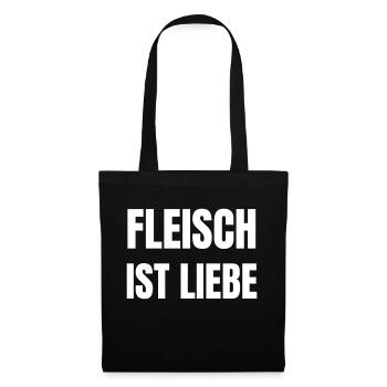Fleisch ist Liebe - Stoffbeutel - Schwarz - Vorne