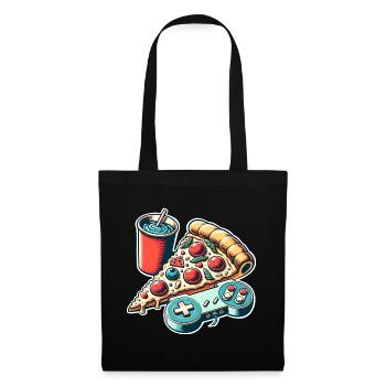 Pizza Gaming Gamer - Stoffbeutel - Schwarz - Vorne