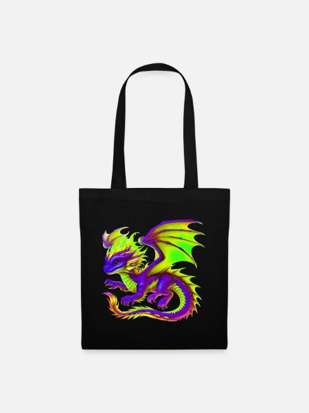 Drache - Stoffbeutel - Schwarz
