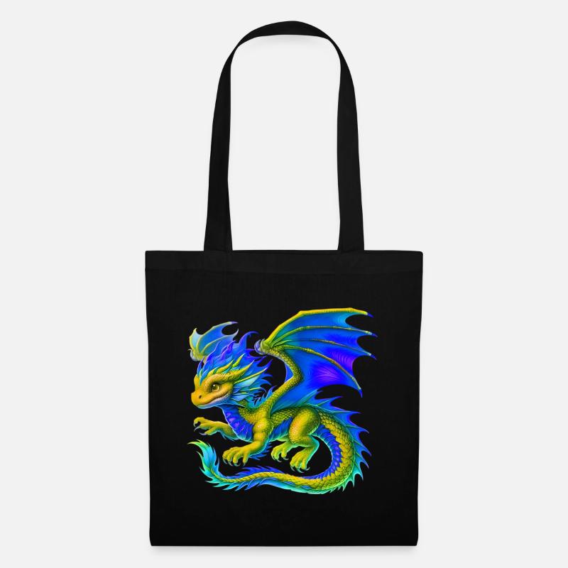 Drache - Stoffbeutel - Schwarz