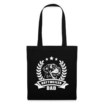 « Rottweiler Dad » avec bannière et couronne de blé - Sac en tissu - noir - Devant