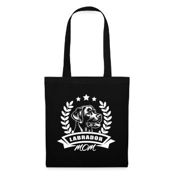 "Labrador Mom" mit Banner und Ährenkranz - Stoffbeutel - Schwarz - Vorne