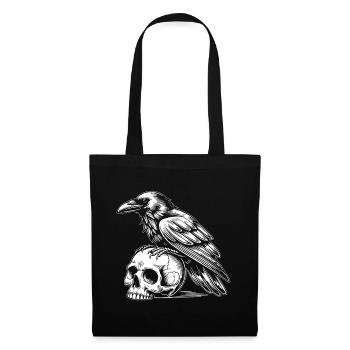 Corbeau sur crâne - Sac en tissu - noir - Devant
