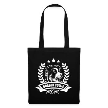 « Border Collie Mom » avec bannière et couronne de blé - Sac en tissu - noir - Devant
