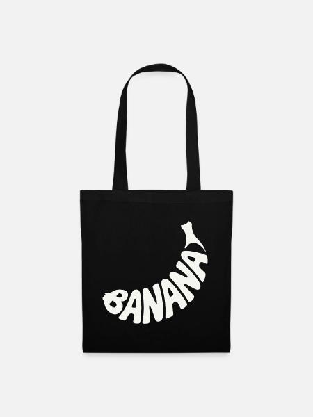 Bananenfrucht Wortkunst - Stoffbeutel - Schwarz